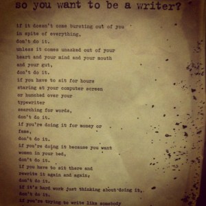so you want to be a writer